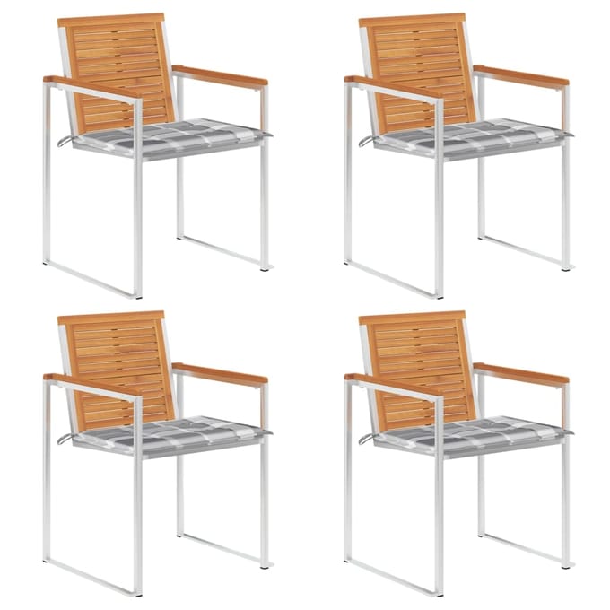 vidaXL - Tuinstoelen - 4 - st - met - kussens - massief - acaciahout