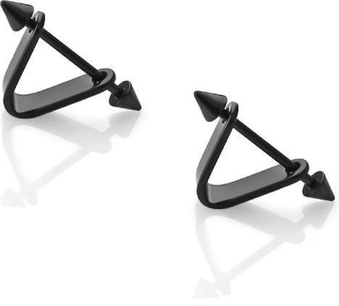 Bow and Arrow Oorbellen - Oorknoppen Edelstaal - Zwart