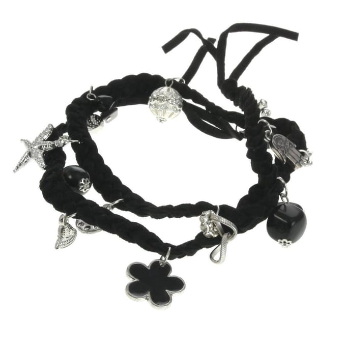 Behave - Wikkelarmband met zilverkleurige hangers - Boho stijl
