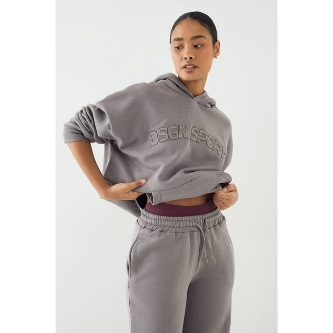 Dames DSGN Studio Self Fabric Applique Oversized Hoodie | Houtskool | Maat: Medium