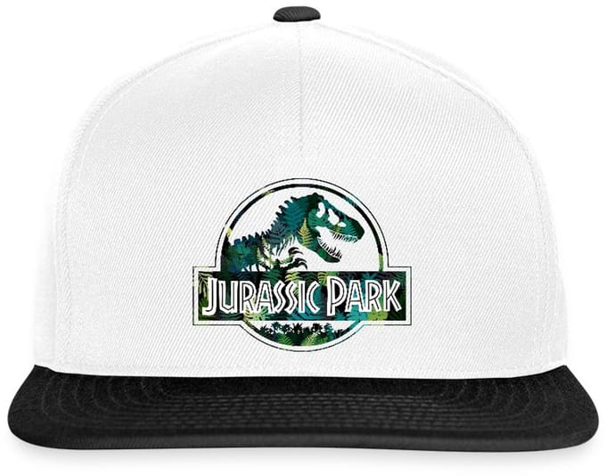 Jurassic Park Logo Met T-Rex Bladeren Ontwerp Snapback cap
