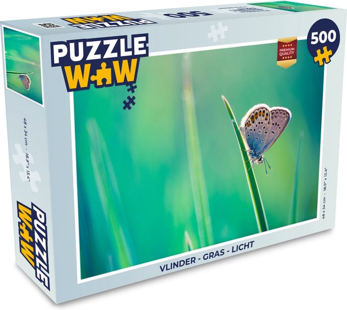 Puzzel Vlinder - Gras - Licht - Legpuzzel - Puzzel 500 stukjes