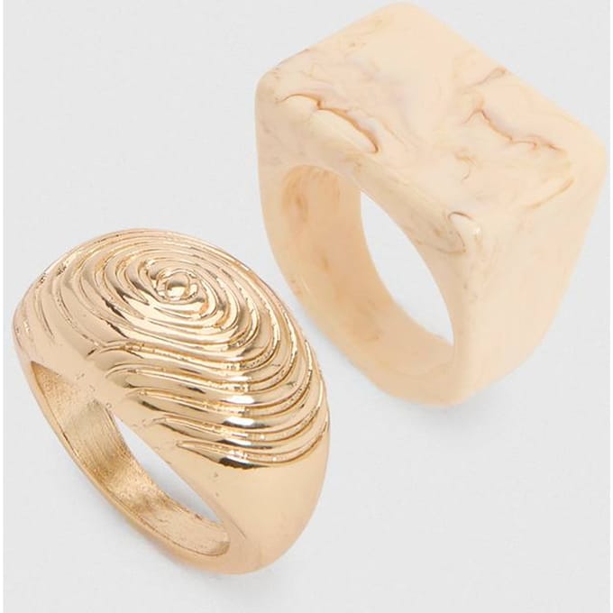 boohoo Dames Hars Chunky Ringen 2-pack | Goud