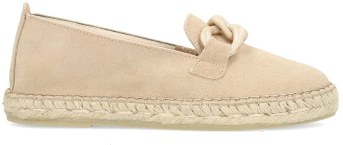 Manfield - Dames - Beige suède espadrilles met chain - Maat 37