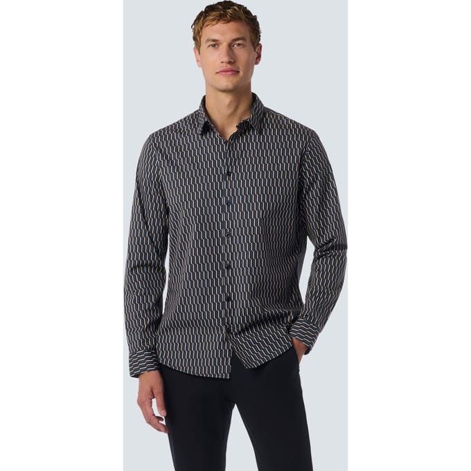 No Excess Shirt Stretch Allover Printed Black Größe: S | Casual hemden Outlet | Herren | Schwarz