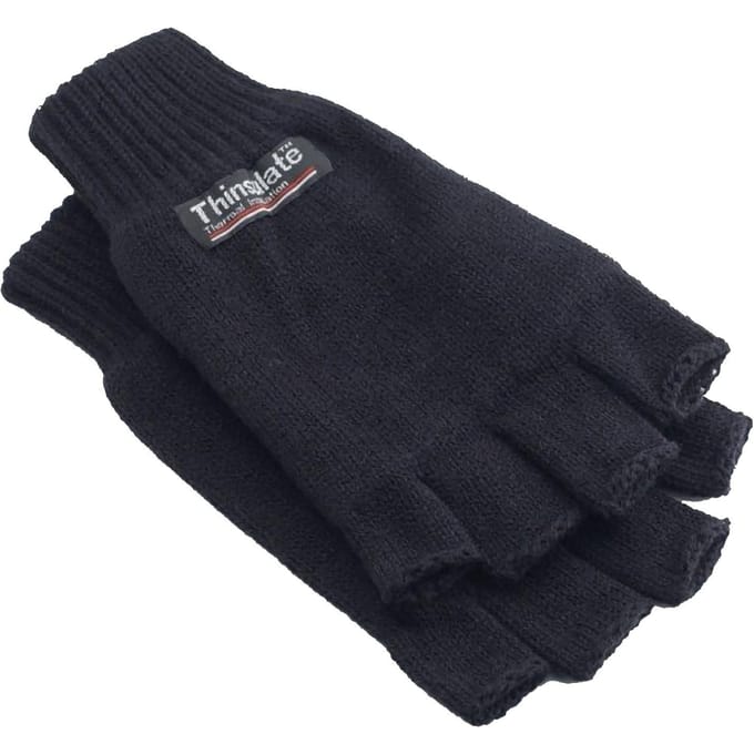 Yoko Unisex 3M Thinsulate Thermische Halve Vinger Winter/Ski Handschoenen (Zwart)