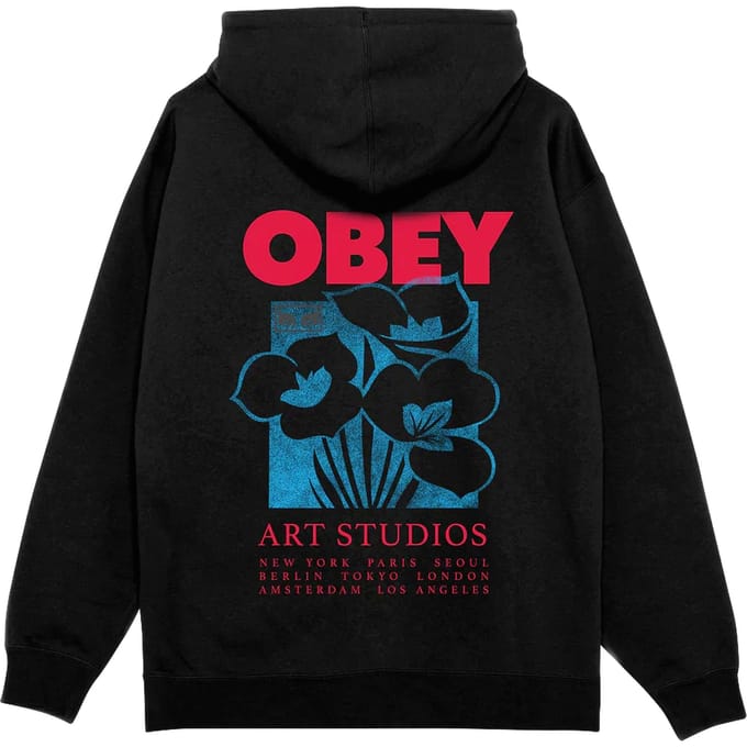 fenol Obey kunst studio bloemen fleece - zwart