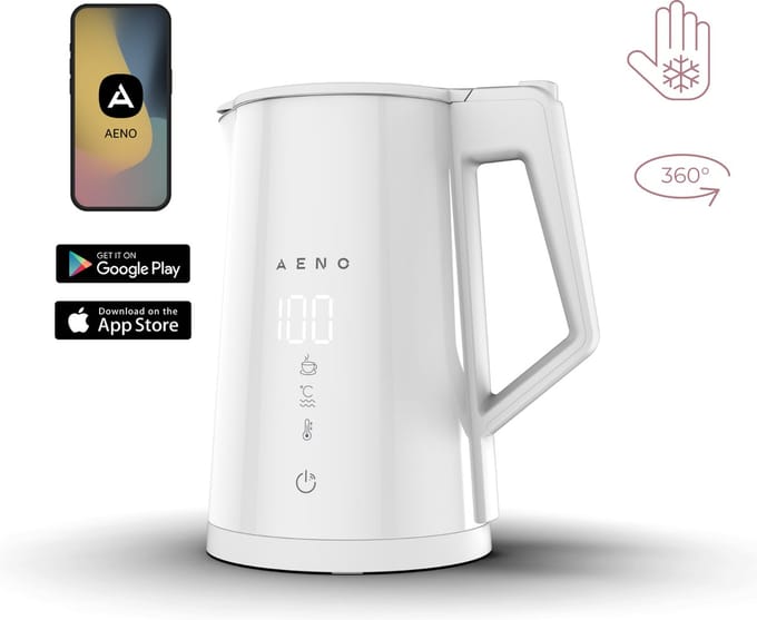 AENO EK8S - Slimme Elektrische Waterkoker - 1,7L - Temperatuurregeling - Wi-Fi & Touchscreen Bediening - Wit