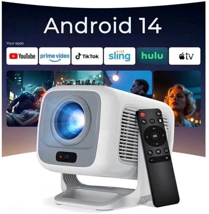 BIXc®- Slimme Beamer 1080P met 4K Ondersteuning - Projector met Wi-Fi 6/Bluetooth 5.4 - Ingebouwde Apps - Draagbaar