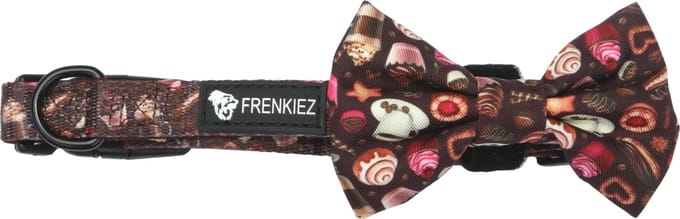 Frenkiez Halsband met Strik Coffee Sprinkles Medium
