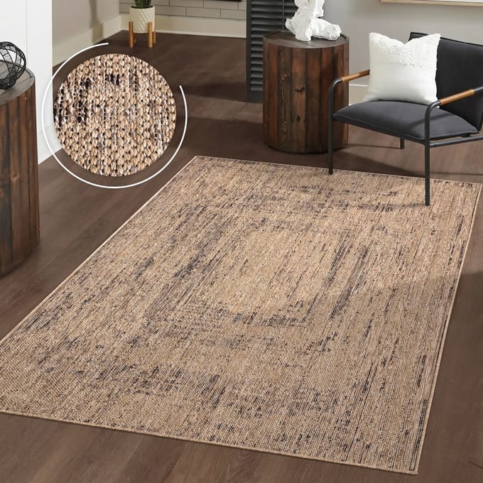 Wasbaar binnen- en buitenkleed, weerbestendig, terras, effen, modern, boho, abstract 120 x 160 cm Rechthoek 120 x 160 cm Rechthoek beige