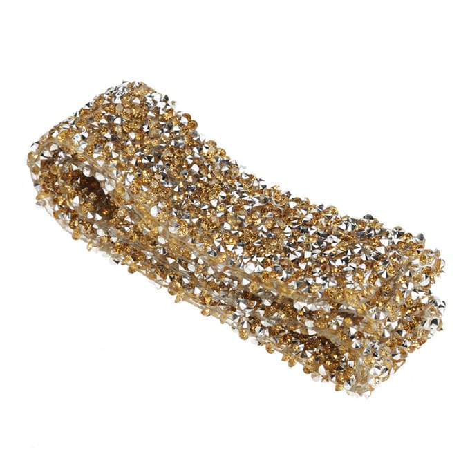 Rouleau de ruban en maille diamantée avec strass scintillants pour décoration de mariage (Crystal Yellow) brown