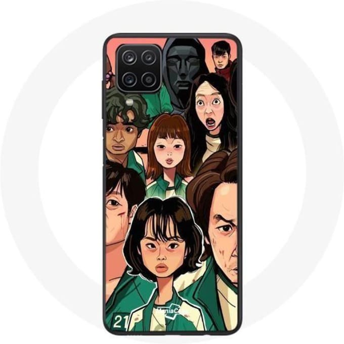 Coque Samsung Galaxy A12 Squid Game Affiche personnages Fanart