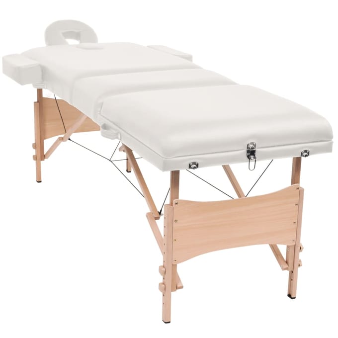 vidaXL - Massagetafel - inklapbaar - 3 - zones - 10 - cm - dik - wit