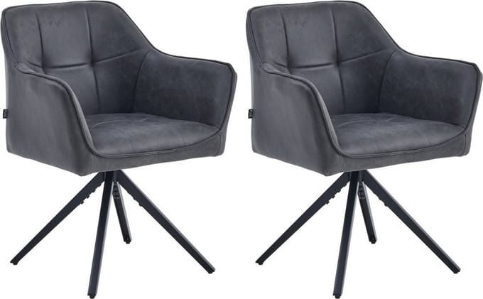 Colenis® - Pearl Eetkamerstoel - Set Van 2 - Antraciet - Microfiber Stof - Microvezel - Industrieel