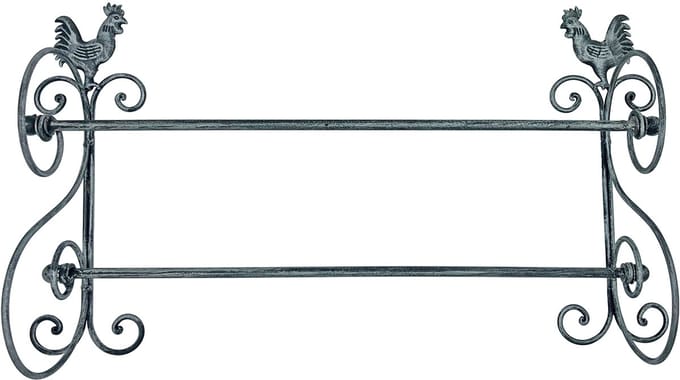 Lavandoux - Rustieke Dubbele Handdoekrek - Haan - Metaal - 68cm