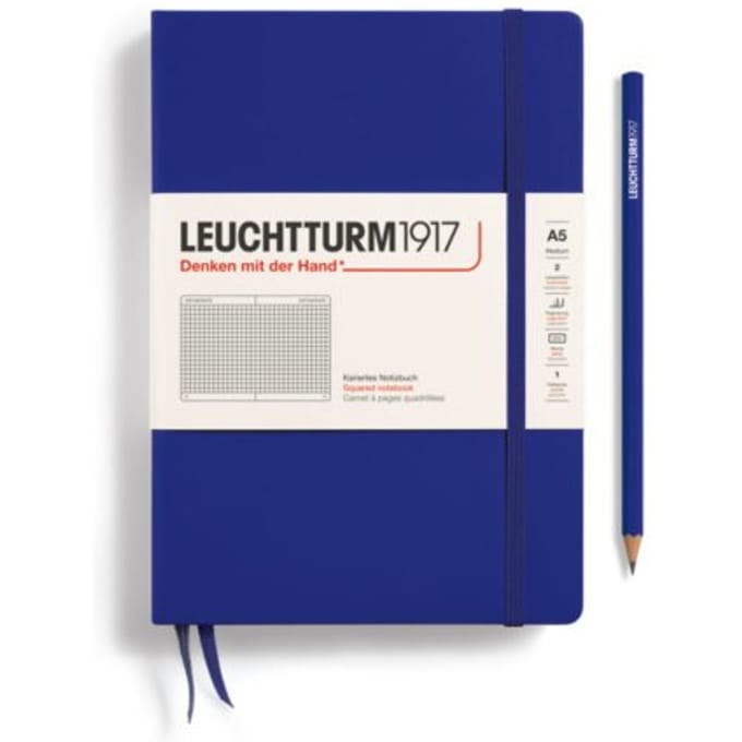 Leuchtturm1917 notitieboek, hardcover, medium a5, ruit, ink blauw