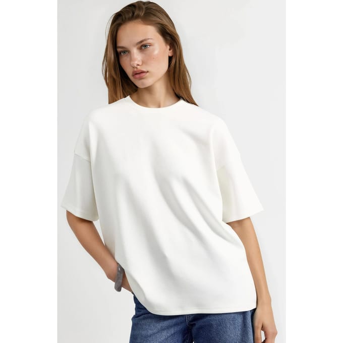 Overmaatse Crewneck Modal Touch Gebreide T-shirt