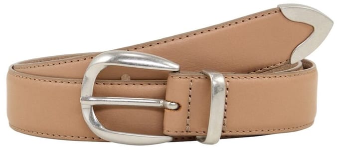 Tom Tailor - TTPIPER leren riem met afgeronde gesp - Maat 75 - taupe uni