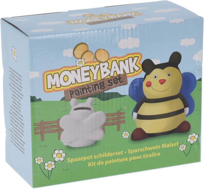 Spaarpot bij schilderen creatief speelgoed voor kinderen.