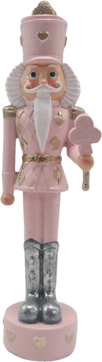 Clayre & Eef Beeld Notenkraker 17 cm Roze Wit Polyresin Kerstdecoratie