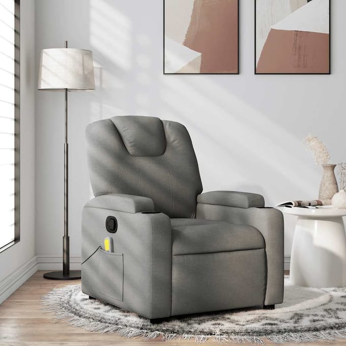 vidaXL - Massagestoel - in - donkergrijze - stof