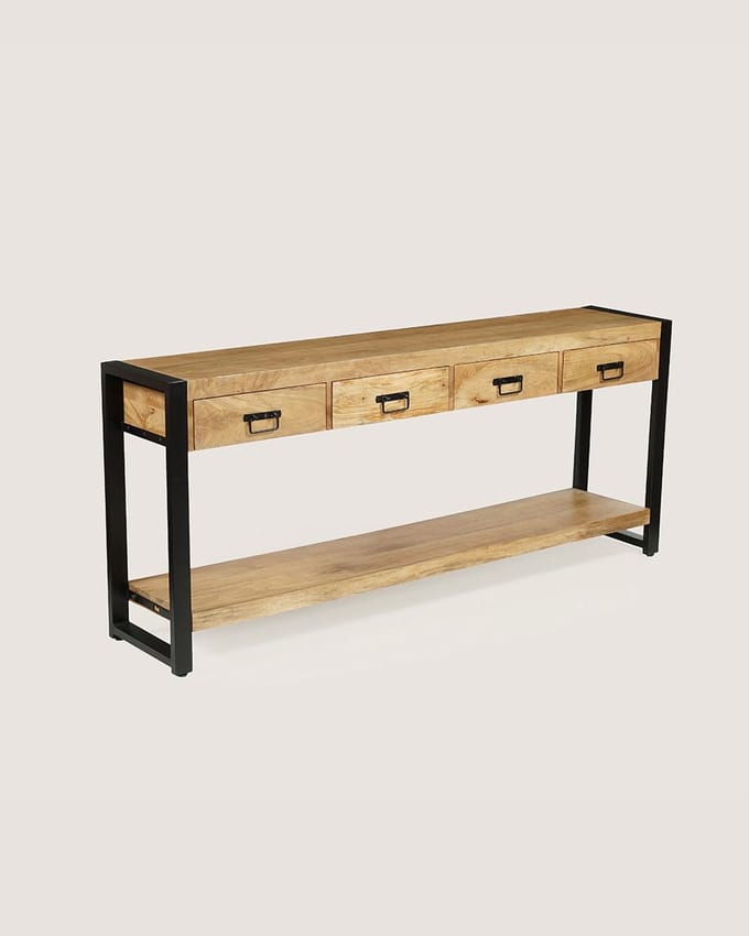 Consoletafel 180 cm Mangohout – Industrieel