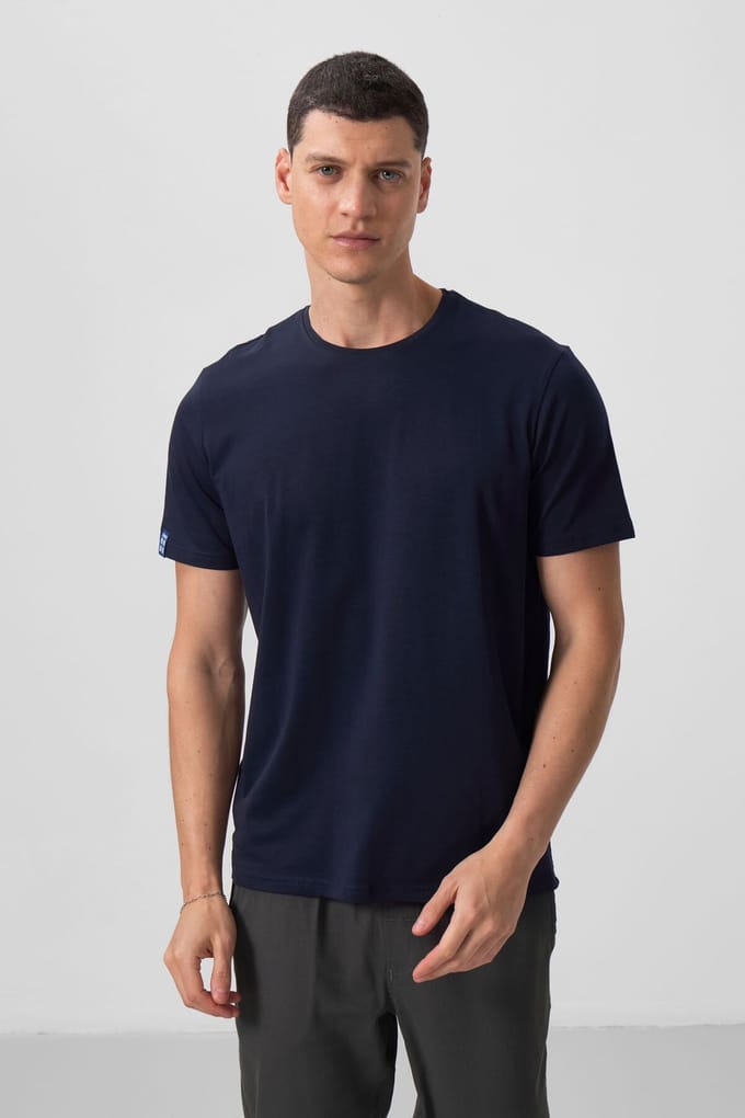 Heren Katoen Elastaan Rondhals T-Shirt
