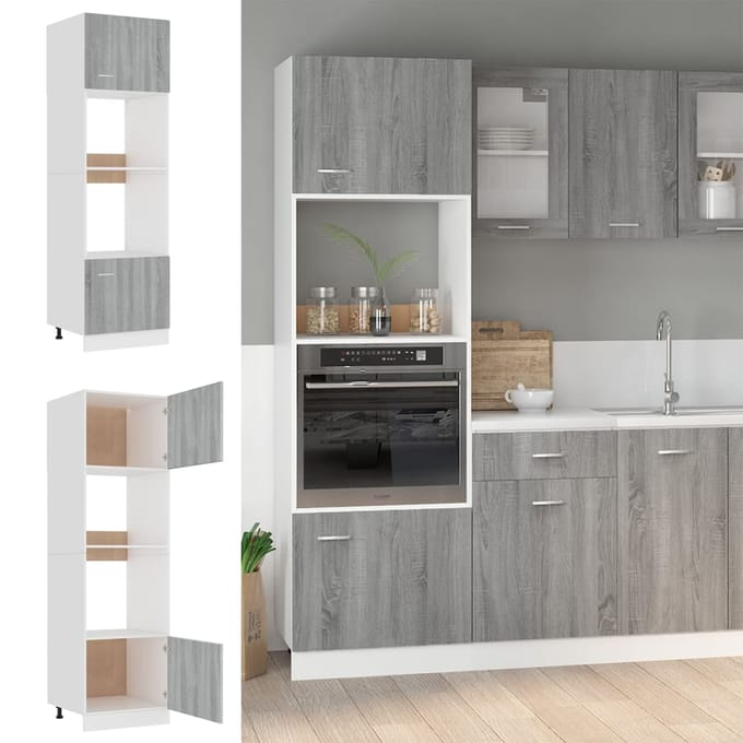 vidaXL - Magnetronkast - Lyon - 60x57x207 - cm - bewerkt - hout - grijs - sonoma - eiken