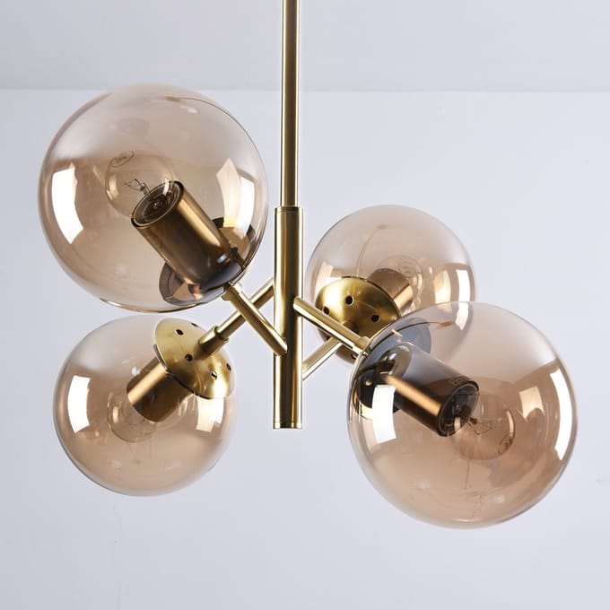 LumenXL - Retro hanglamp - amber glas 4-lichts – Florence