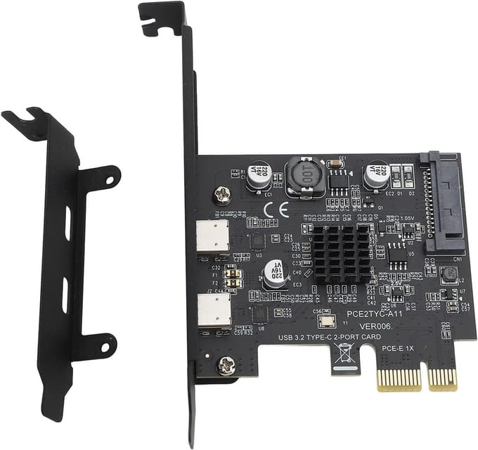 PCIe USB C Kaart - Interne Hub Converter - Snelle Dataoverdracht - ASM3142 Chipset - 10 Gbps Snelheid - Zwart