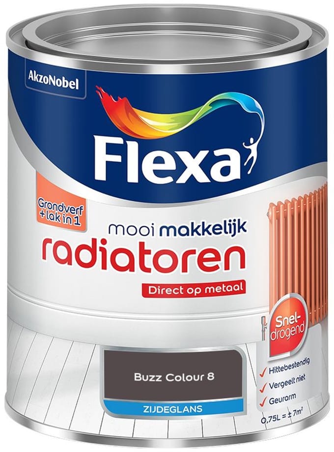 Flexa - Mooi Makkelijk Radiatoren Zijdeglans - Buzz Colour 8 - Mengverf - 750 Ml
