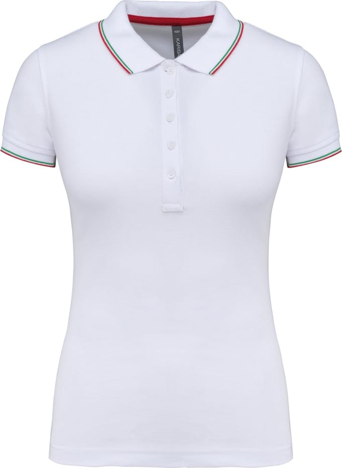 Kariban Damespolo korte mouwen K251 - White / Red / Green - M