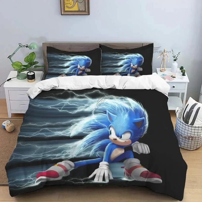 Ensemble de literie Hérisson de dessin animé 3D pour couetteHousse de couette Ensemble de lit Housse de couette Taie d'oreillerEnsemble de literie Taille King Queen AU Double(180*210cm)3pcs