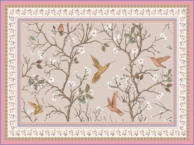 Vinyl | Vloerkleed vinyl | Birdie | 95x95 cm