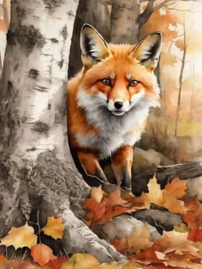 Diamond painting Vos herfst bos 30x40cm vierkante steentjes