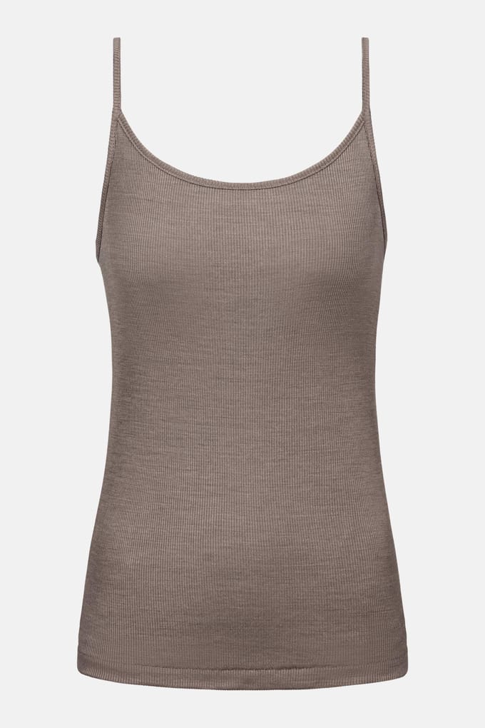 Spaghetti top Serie Wool Love Deep Taupe