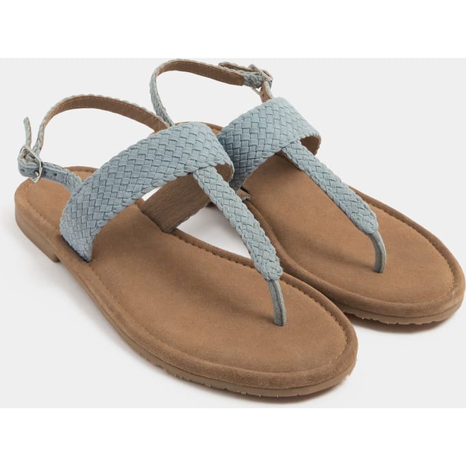 Yours Blauwe Geweven Teenslippers In Extra Eeebrede Pasvormsize 37EEE
