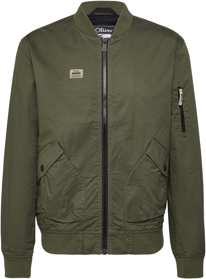 s.Oliver - male - Sportief twill blouson jack met geribde manchetten