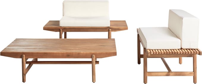 GIAVENO - Loungeset 2-zits - Gebroken wit - Acaciahout