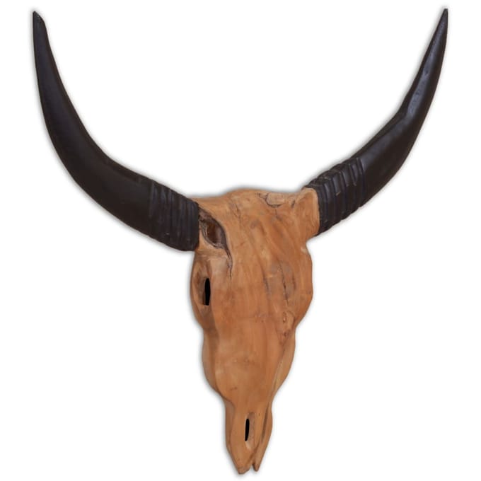 vidaXL - Stierenbeeld - wandgemonteerd - 69x6x60 - cm - teakhout
