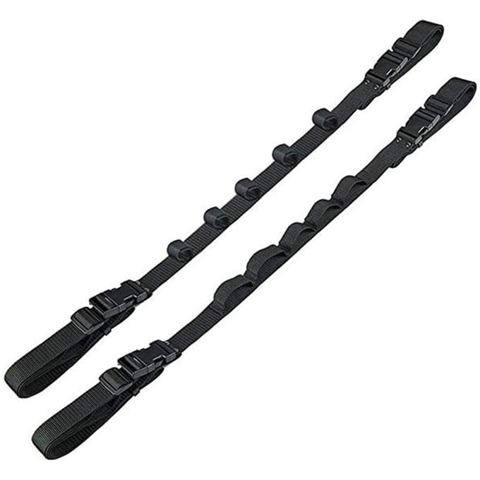 Paquet de 2 supports de canne à pêche pour voiture, support de rangement de canne à pêche à 5 cannes à pêche, sangles de support de canne à pêche réglables noir