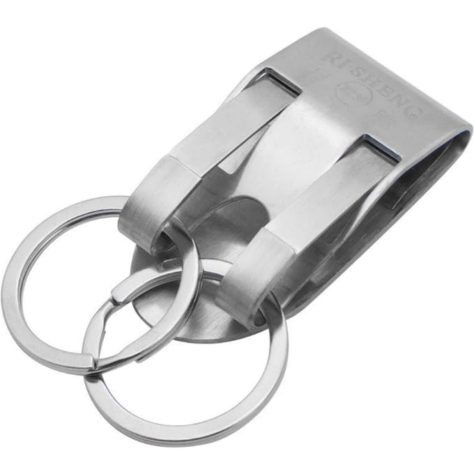 Porte-clés en acier inoxydable avec clip de sécurité pour ceinture B gray