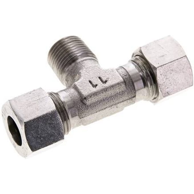 12L & R3/8'' RVS T-stuk Snijringkoppeling Buitendraad 315bar ISO 8434-1
