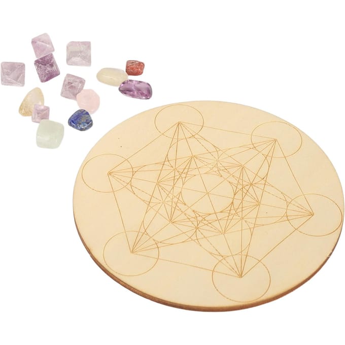 Helende Kristal Grid Bord Set Kleurrijke Kristal Grid Divinatieborden met Chakra's Kristalsteen