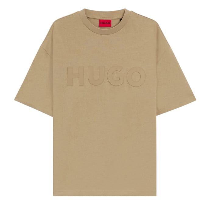 Hugo Heren Dinkee Logo Oversized T-shirt (Beige)