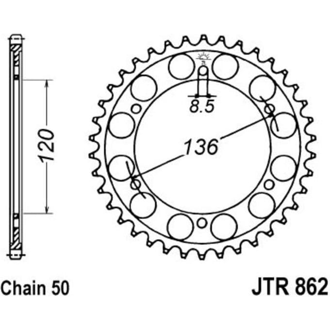 Tandwiel achter JT R862,45