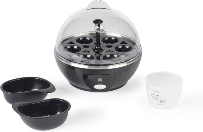 Quvo® Eierkoker electrisch - Eierkoker - Eierkoker met timer - Zwart - ‎16cm x 16cm x 16cm