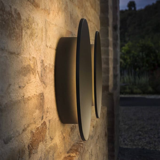 IDEAL LUX LED buiten wandlamp Punto zwart Ø 30 cm