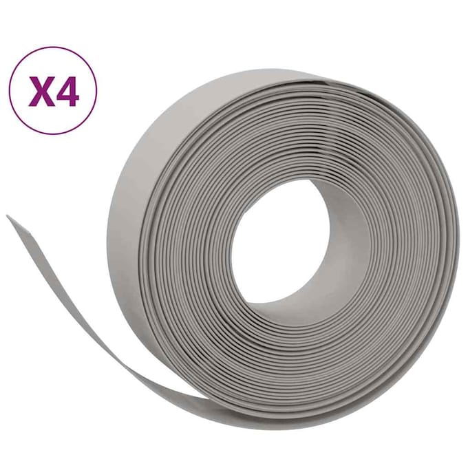 vidaXL - Tuinranden - 4 - st - 10 - m - 15 - cm - polyetheen - grijs